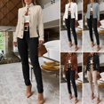 thumbnail image 1 of Joernso Women Jacket Slim Fit Stand Collar Long Sleeves Metal Buttons Jacquard Pure Color Outerwear Solid Color OL Commuting Dates Coat, 1 of 7
