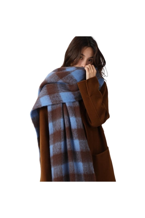 Women Scarf Solid Color Tassel Hem Long Scarf French Style Soft Imitation Mohair Fabric Winter Shawl Scarf