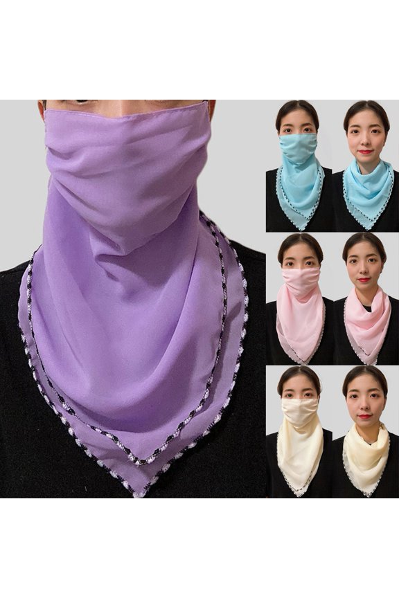 Women Seamless Sun Dustproof Breathable Neck Scarf Face Mask Veil