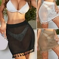 thumbnail image 1 of Joernso Women Sexy Crochet Beach Cover Up Skirt Elastic High Waist See-through Mesh Quick-Drying Fringe Bikini Skirt, 1 of 8