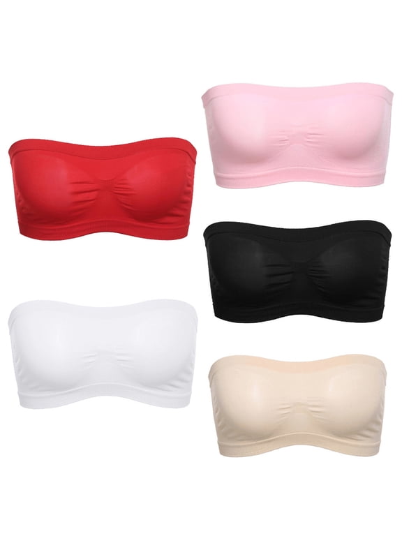 Women Solid Color Stretch Seamless Strapless Anti-slip Tube Top Bra Underwear