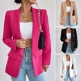thumbnail image 1 of Joernso Women Suit Coat Spring Autumn Solid Color Business Suit Coat Lapel Long Sleeve Flap Pockets Open Front Suit Jacket, 1 of 7