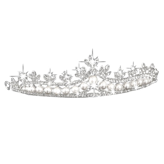 Joernso Women Tiaras Shining Exquisite Craft Alloy Faux Pearl Leaves Rhinestone Crown Hair Accessories