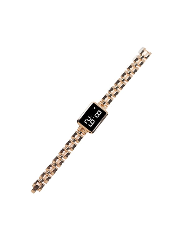 Women Watch Square Dial Digital Display Touch Operation Single Folding Buckle Precise Time Decoration Exquisite Craftsmanship LED Digital Lady Watch Jewelry Accessory