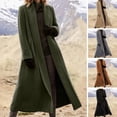 thumbnail image 1 of Joernso Women Winter Overcoat Open Stitch Turn-down Collar Long Sleeves Windbreaker Loose Cardigan Calf Length Outdoor Woolen Coat, 1 of 8