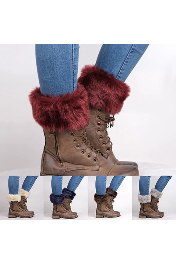 Women's Autumn Winter Fashion Furry Ribbed Boot Cuffs Boot Toppers Leg Warmers