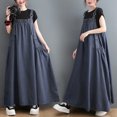 thumbnail image 1 of Joernso Women's Denim Overall Dress Loose Sleeveless Boho Jean Jumper Dress with Pockets Wide Hem Pinafore Dress with Adjustable Strap, 1 of 8