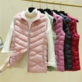thumbnail image 1 of Joernso Women's Padded Vest Autumn Winter Ultra Light Zipper Closure Warm Sleeveless Jacket Slim Fit Windproof Stand-up Collar Waistcoat for Home Work, 1 of 8