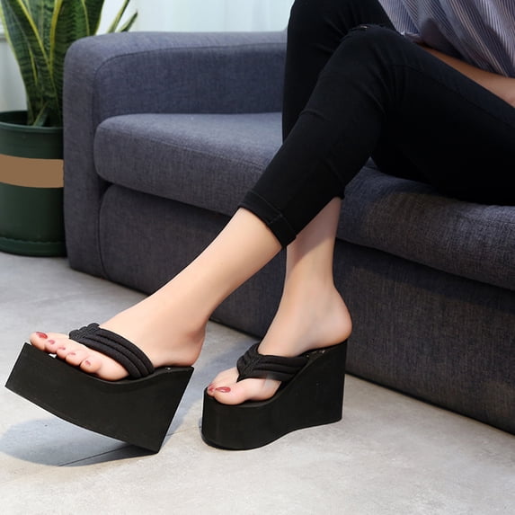 Joernso Women's Platform Flip Flops Arch Support Thong Sandals Thick-Sole Slippers Non-slip Wedges for Beach Casual Wear