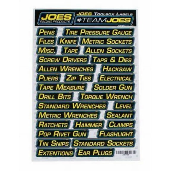 Joes Racing Products 17500 Labels Toolbox - Black