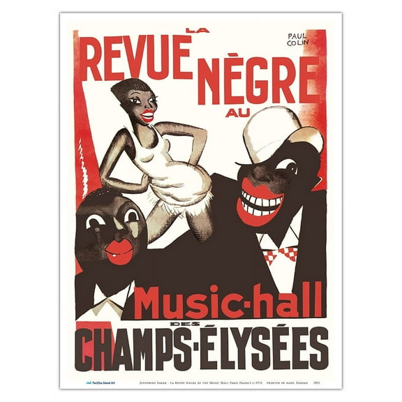 Joesphine Baker - La Revue Negre - At the Music Hall Champs-Elysées Paris France - Vintage French Music Poster by Paul Colin c.1925 - Master Art Print (Unframed) 9in x 12in