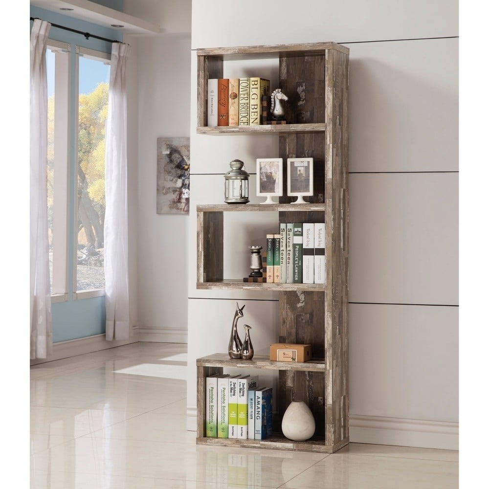 Rustic Salvaged Cabin Brown Wooden 5-Tier Bookcase