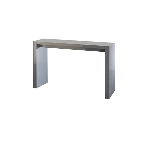 Joey 60 Inch Modern Bar Table, Lacquered Gray Finish, Composite Wood Frame, Saltoro Sherpi