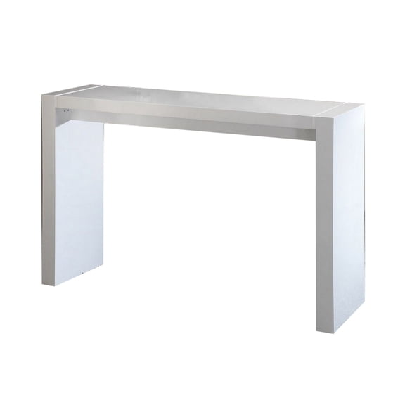 Joey 60 Inch Modern Bar Table, Lacquered White Finish, Composite Wood Frame, Saltoro Sherpi