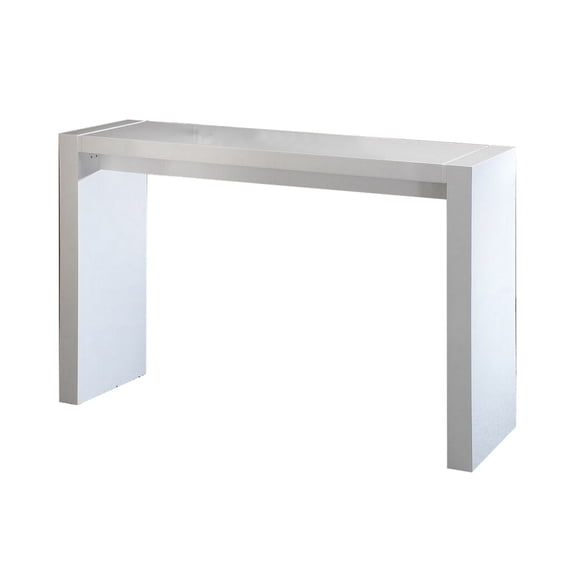 Joey 60 Inch Modern Bar Table, Lacquered White Finish, Composite Wood Frame, Saltoro Sherpi