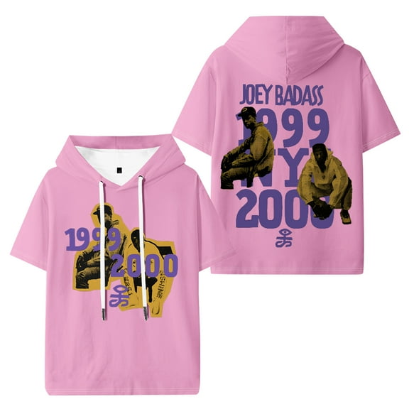 Joey Badass Hooded Short Sleeved Shirt Vintage 90s Tshirt Womens Men Hip Hop Hoody