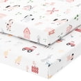 thumbnail image 1 of Joey + Joan Pack and Play Sheets Fitted – Compatible with Graco Pack n Play Playard Crib and Other 27 x 39 Inch Playpen Mattress – Farm Animals (2 Pack), 1 of 4