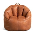 thumbnail image 1 of Big Joe Joey Large Bean Bag Chair in Camel, All Ages, Faux Leather with On-The-Go Handle, 1 of 7