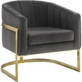 thumbnail image 1 of Joey Tufted Barrel Accent Chair Dark Grey and Gold, 1 of 2