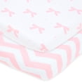 thumbnail image 1 of Joey and Joan Pack and Play Fitted Bows Chevron Sheet for Graco, Pink, 2 Count, 1 of 4