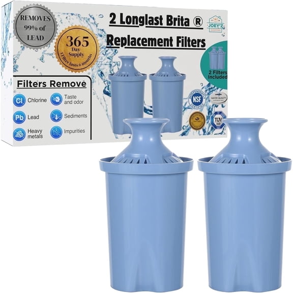 Joey'z Long Lasting Water Filters Compatible Brita Filter Replacement - Reduces Lead, 12 Month Supply - Compatible with Brita Elite Water Filter