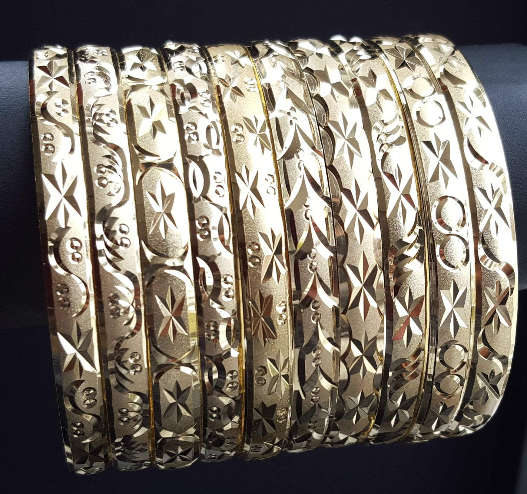 JoeytheJewelryNY 18k Gold Layered Real Gold-Filled Bangles Dozen 12pcs 6mm