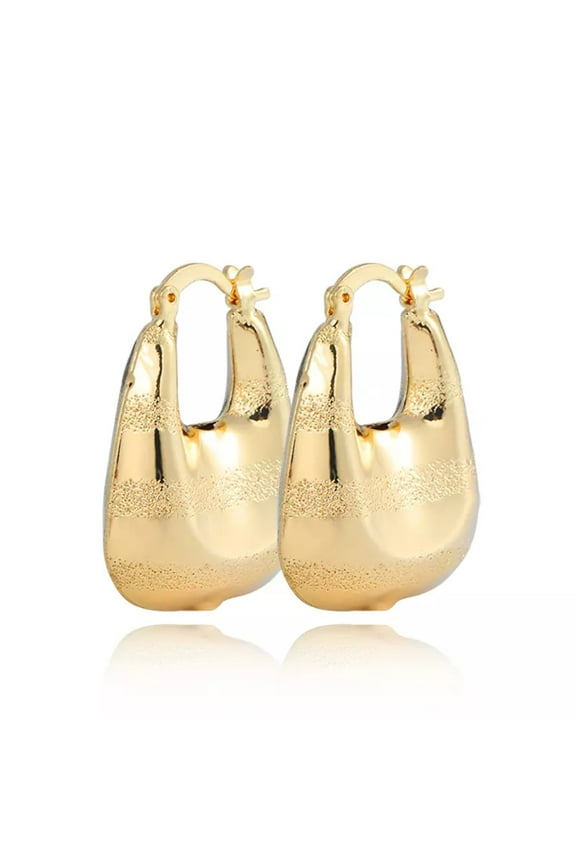 18k Layered Real Gold Filled bamboo hoop earrings #1