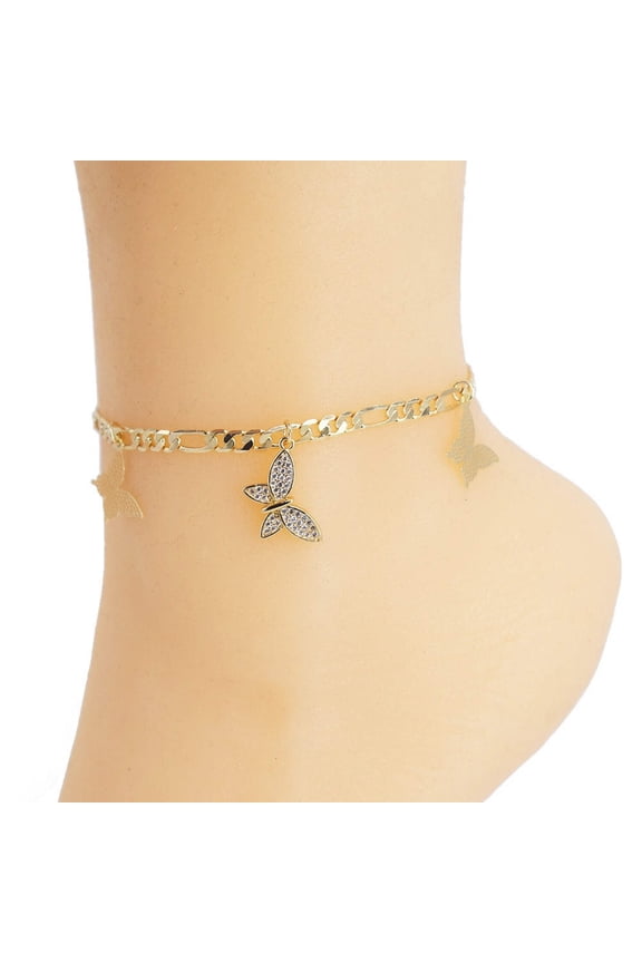 18k Layered real gold Plated butterfly anklet bracelet #21