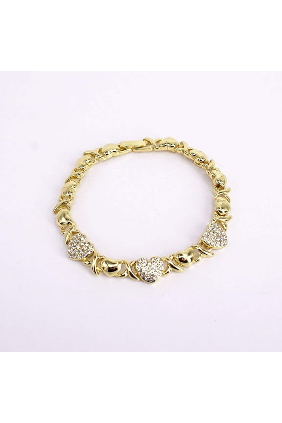 18k Layered real gold filled xo bracelet hearts #7