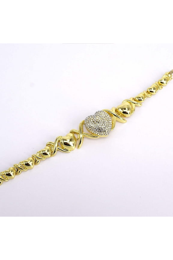 18k Layered real gold filled xo bracelet icedout heart #6