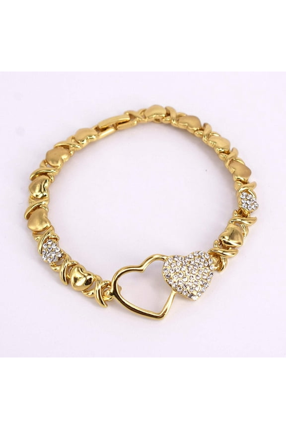 18k Layered real gold filled xo double hearts bracelet #1
