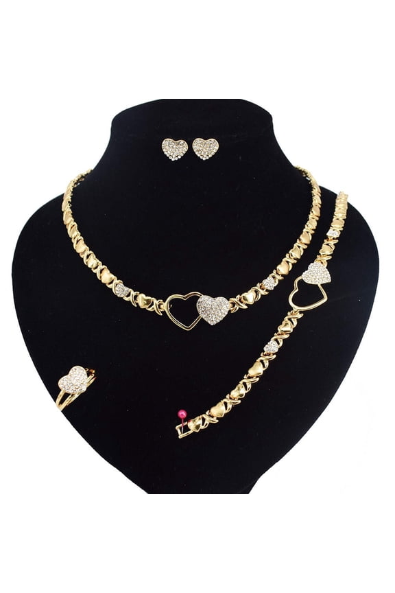 HUGS &KISSES double hearts xo set gold Plated #1