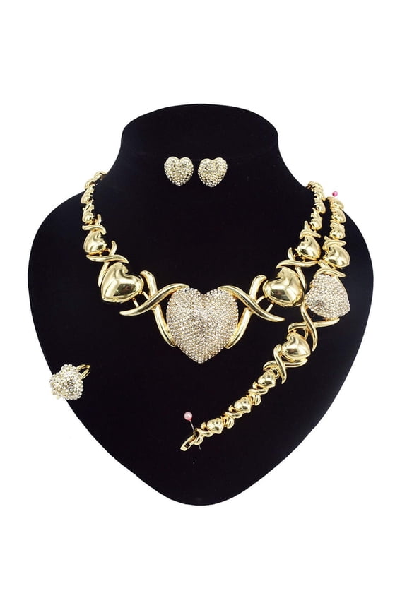 HUGS &KISSES xo big heart set gold Plated #49