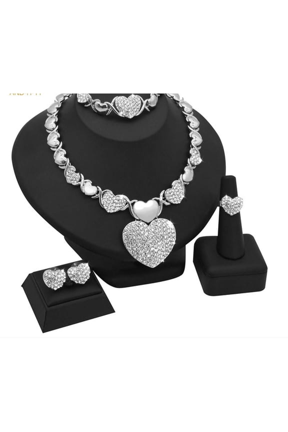 HUGS &KISSES xo big heart silver color gold Plated #152