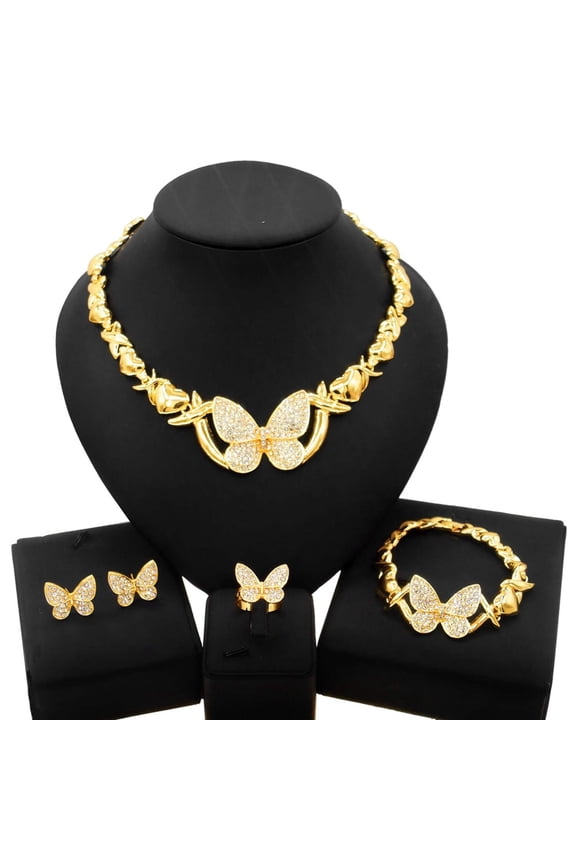 HUGS &KISSES xo butterfly set gold Plated #102