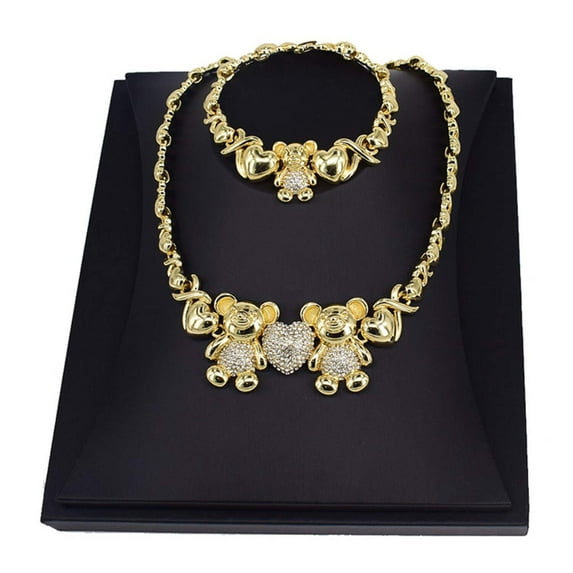 JoeytheJewelryNY HUGS &KISSES xo double teddy bear set gold Plated #50