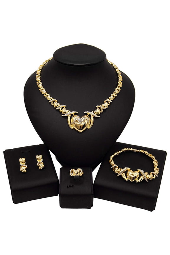 HUGS &KISSES xo hearts set gold Plated #29