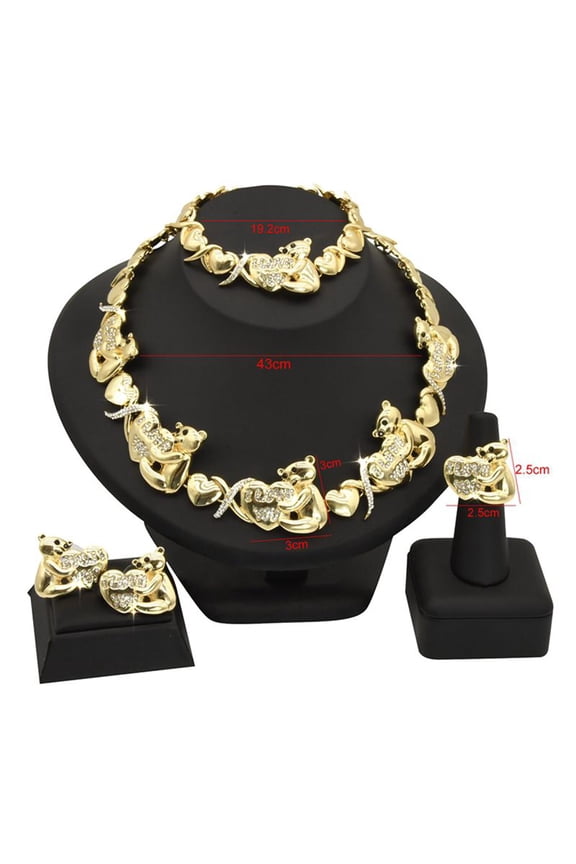 HUGS &KISSES xo teddy bear set gold Plated #147