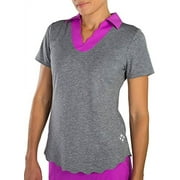 Jofit Women`s Scallop Hem Short Sleeve Tennis Polo Graphite (  SMALL   )