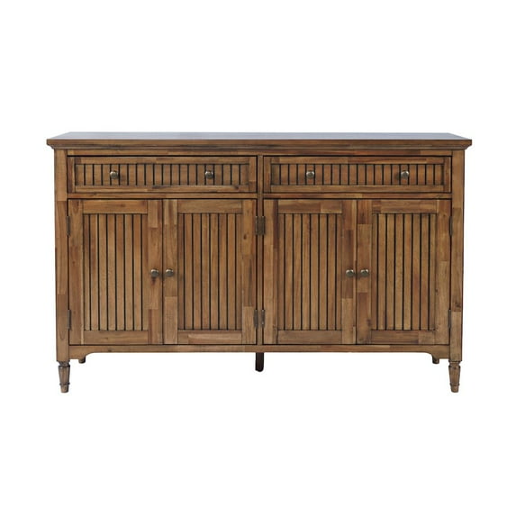 Jofran 58" Slat Panel Door Sideboard Cabinet - Transitional Storage, Adjustable Shelves