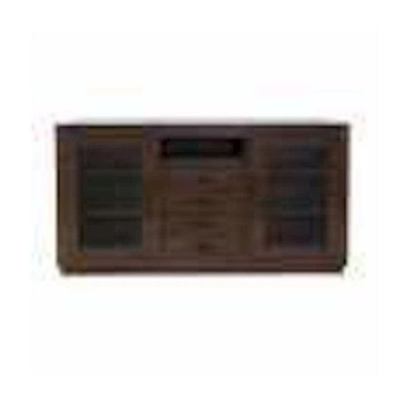 Jofran 60" Contemporary Media Console with Tempered Glass Doors, Drawers and Shelves