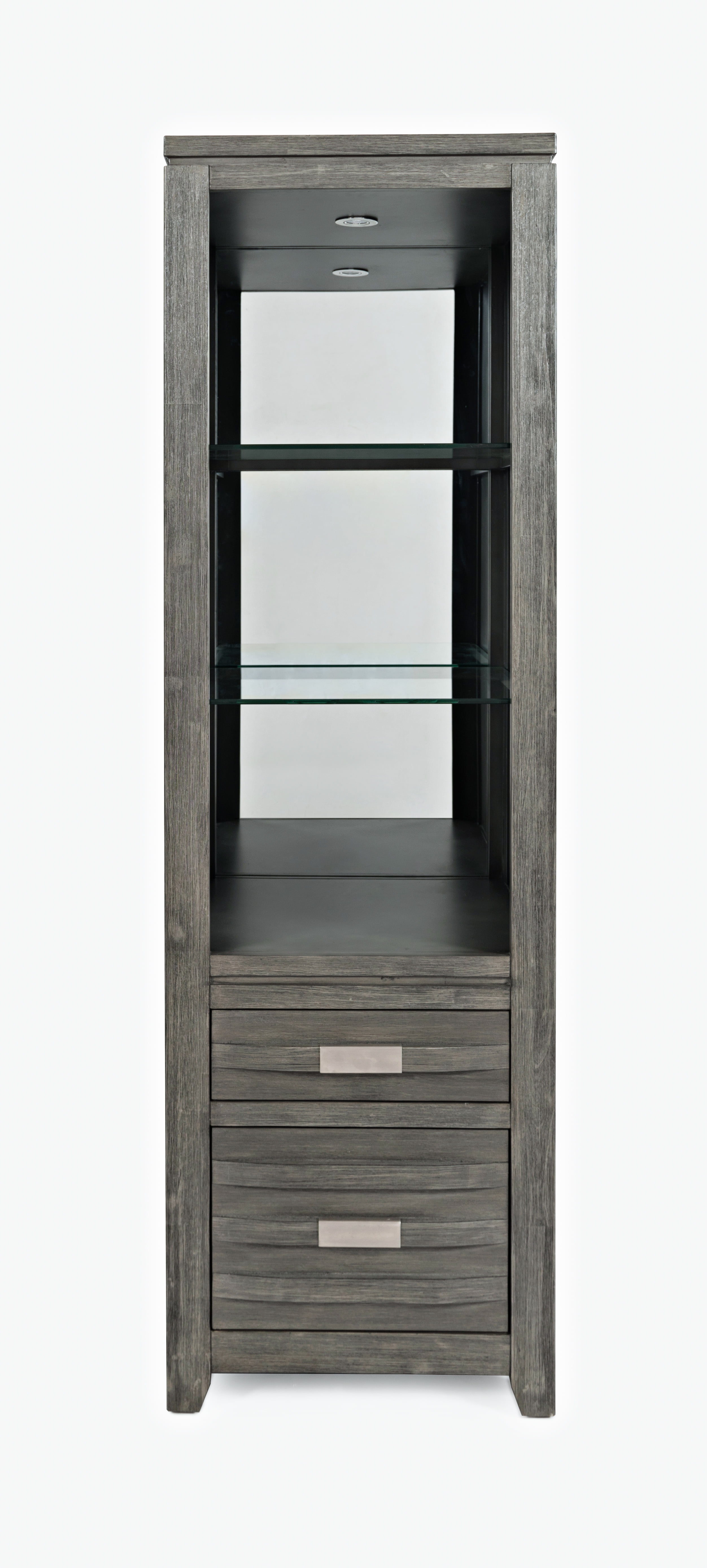 Altamonte Brushed Grey 22" Bookcase with Glass Shelves