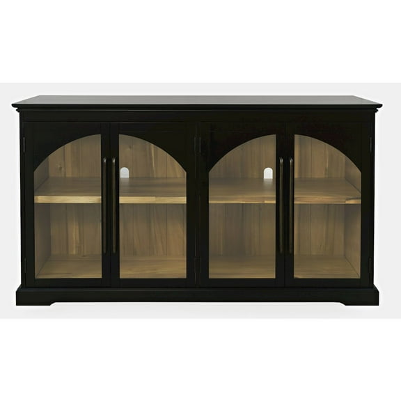 Jofran Archdale 65" Gothic Arch Transitional Sideboard Storage Cabinet with Glass Doors