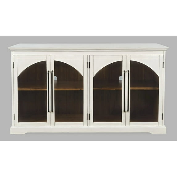 Jofran Archdale 65" Gothic Arch Transitional Sideboard Storage Cabinet with Glass Doors