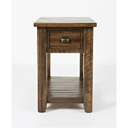 Jofran Artisans Craft Rustic Farmhouse Distressed Acacia Chairside Table