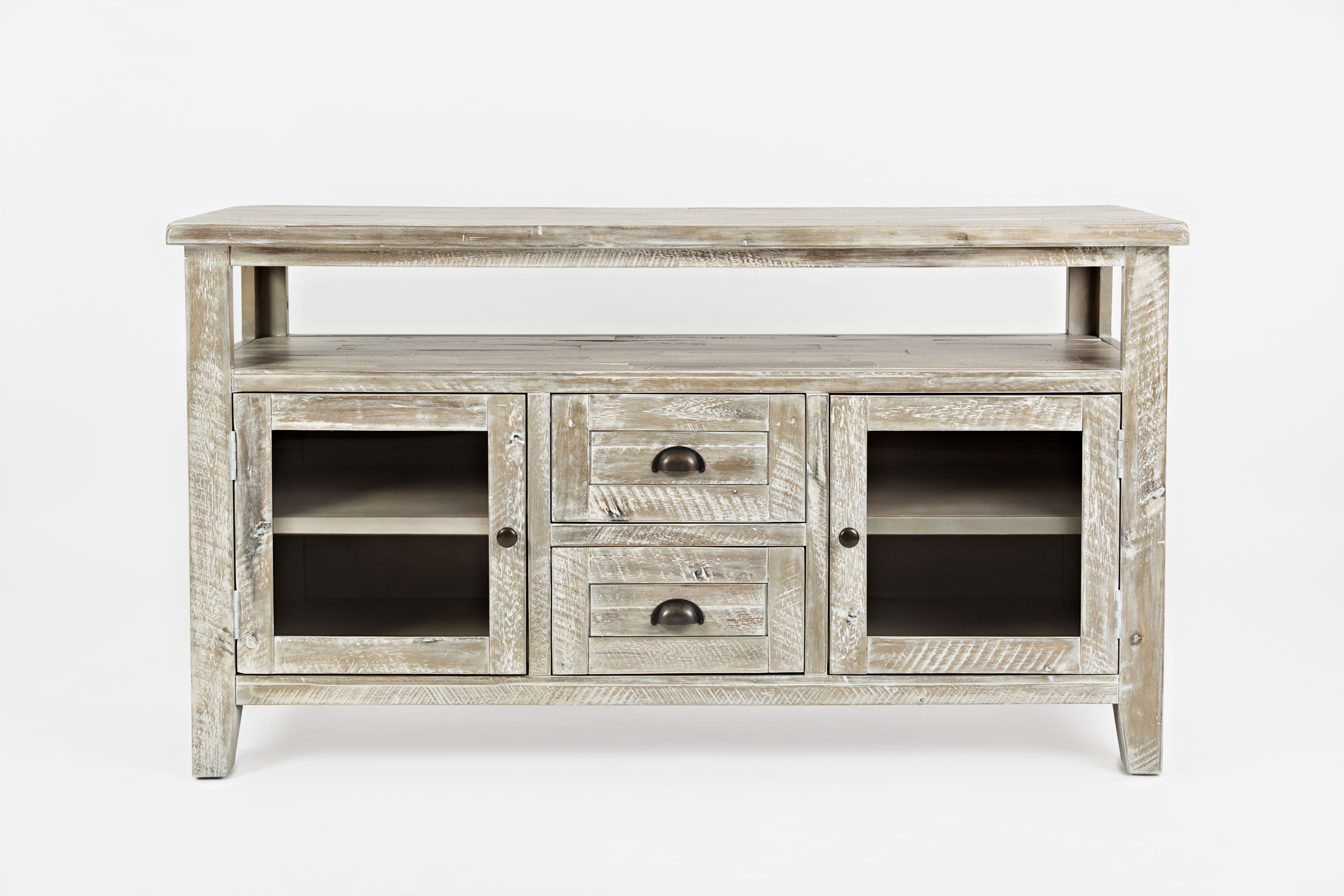 Rustic Gray Brown Acacia Storage Console with Drawers