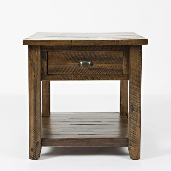 Jofran Artisan's Craft Rustic Farmhouse Distressed Acacia End Table