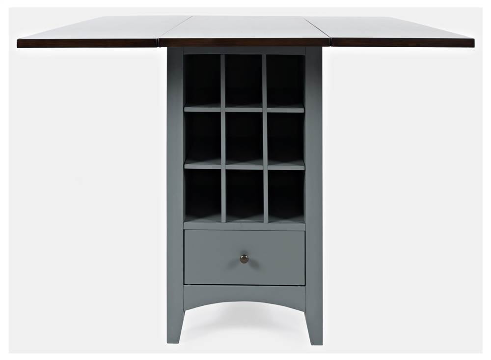 Jofran Asbury Park Solid Acacia Farmhouse Storage Counter Drop Leaf Dining Table with Storage ...