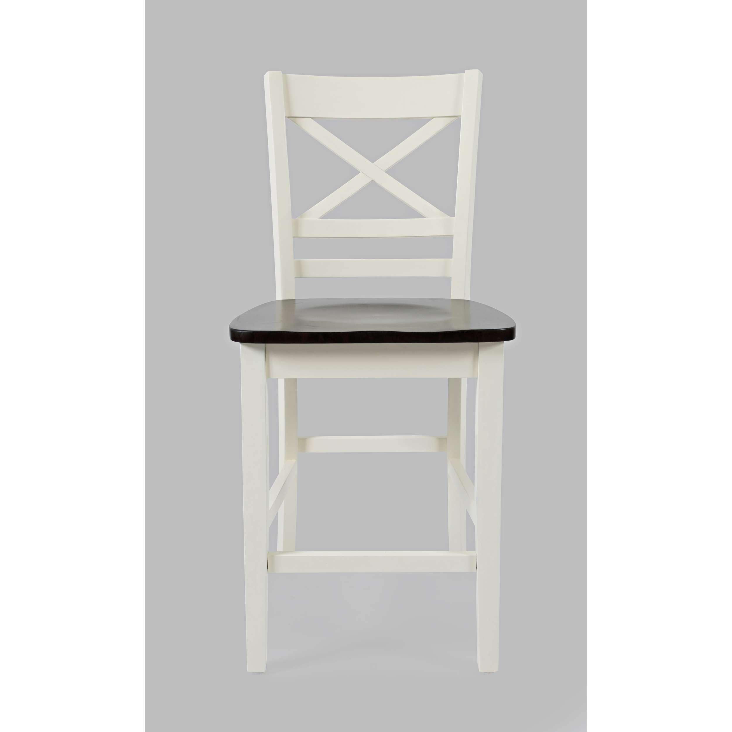 Asbury Park Transitional Two-Toned White and Autumn Counter Stool, Set of 2
