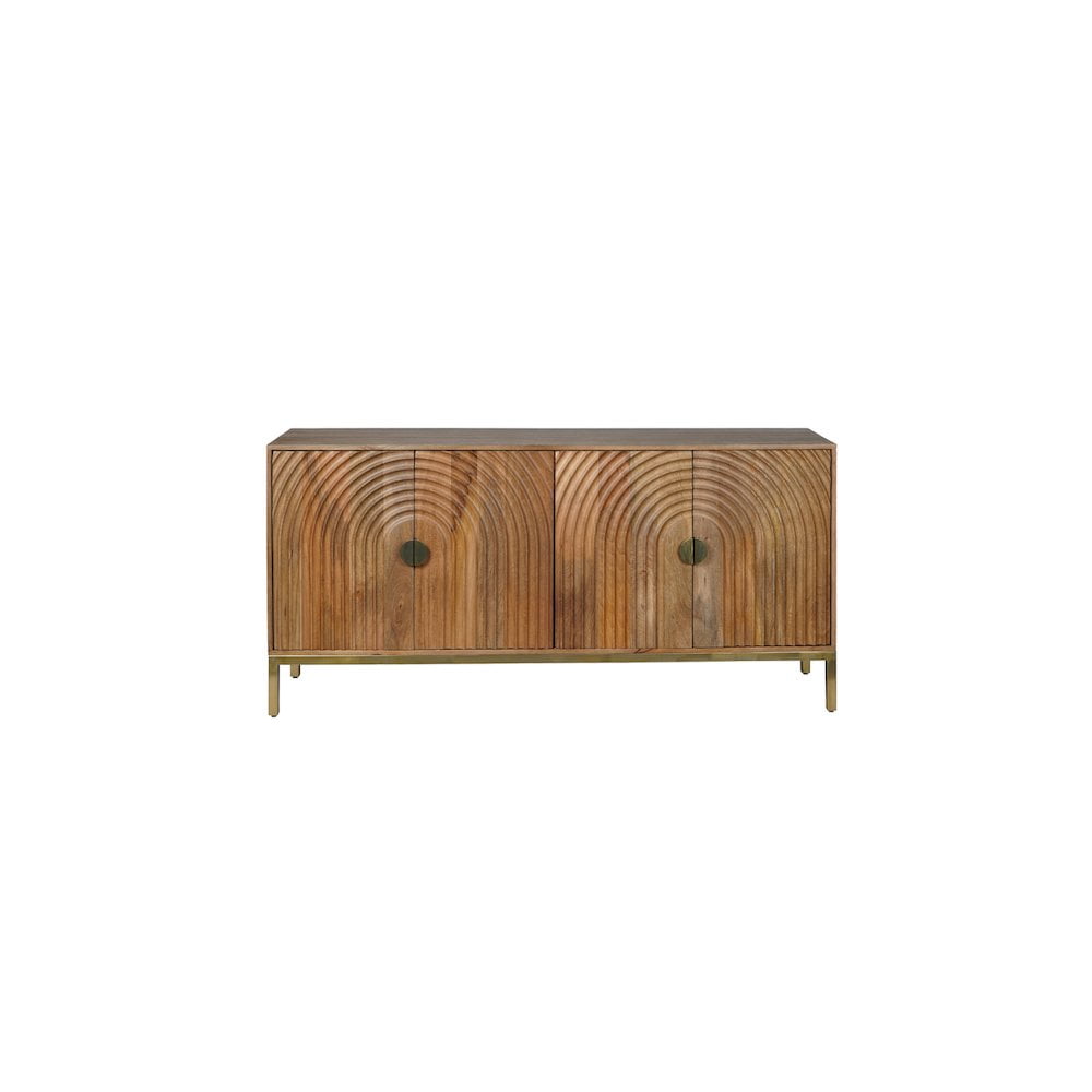 Asher 69" Brown Mango Wood Mid-Century Modern Sideboard Cabinet